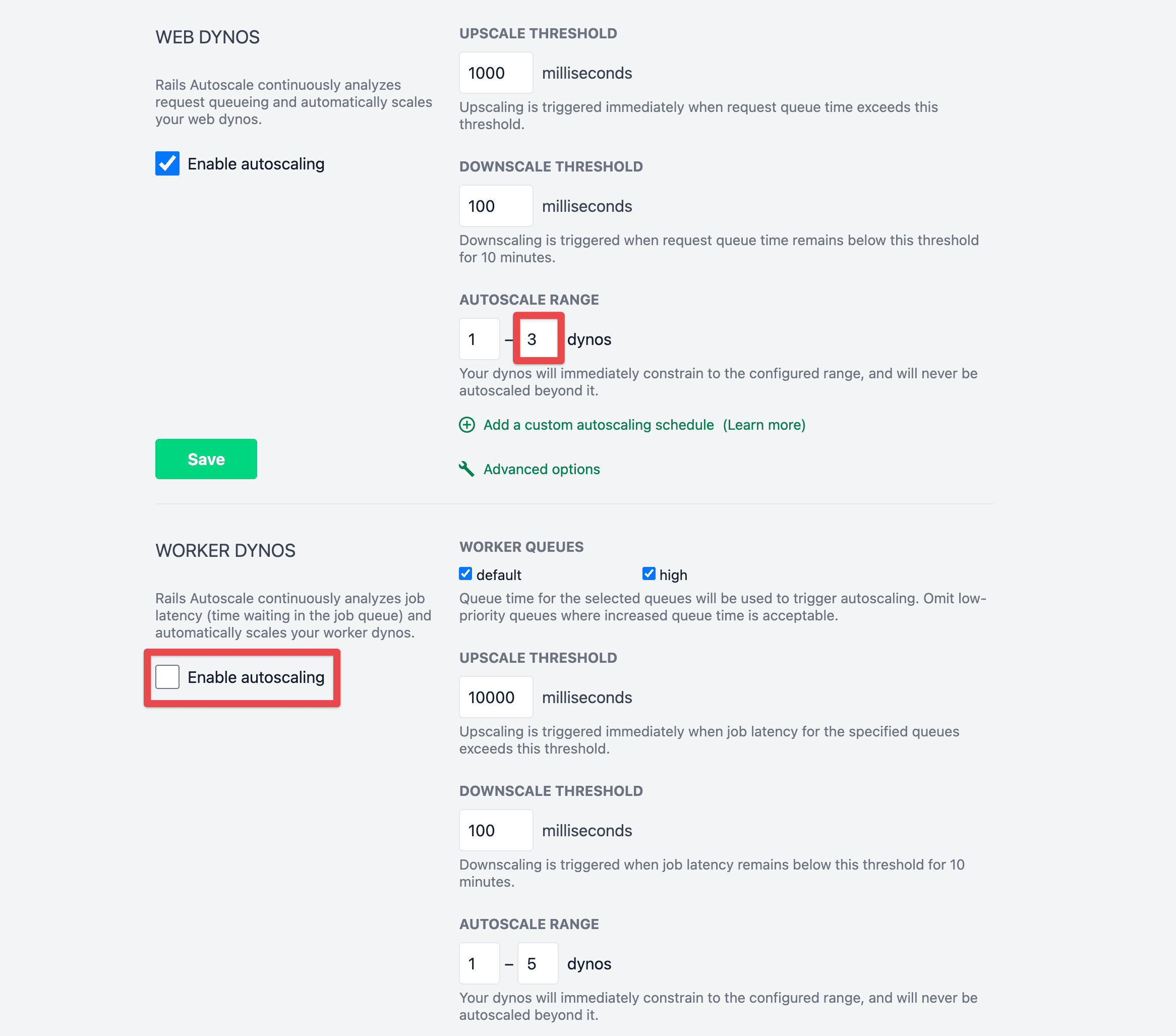 Max dynos with autoscaling disabled